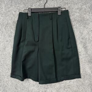 VTG 90s Liz Claiborne Shorts Womens 10P 28x20 Green Wool Bermuda Pleated Preppy